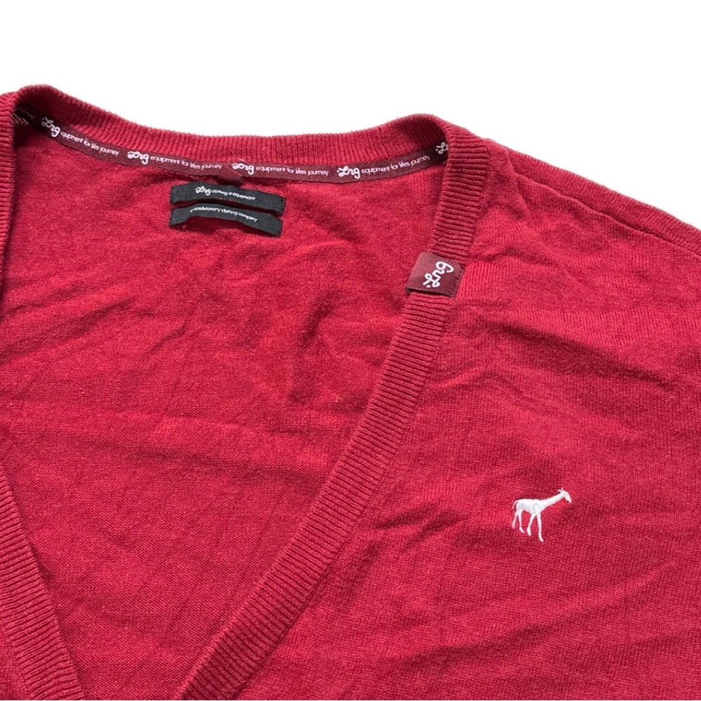 LRG men's red and white embroidered button-up cardigan, XXL. - Picture 4 of 5